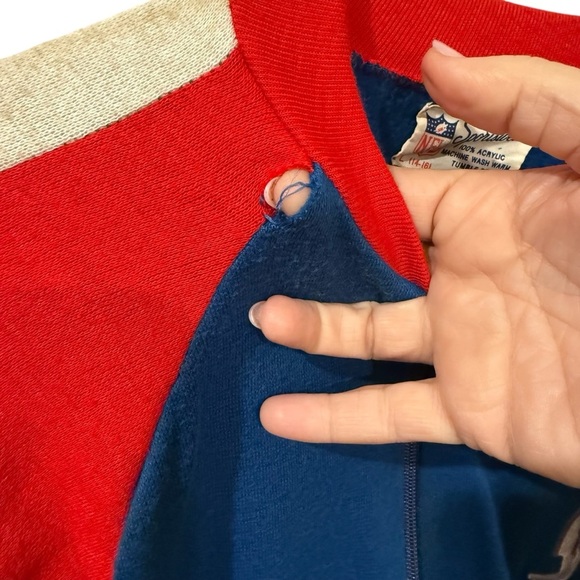 Vintage NFLHouston oilers blue Red and Blue terrycloth Jacket size 14-16 large - Picture 7 of 11